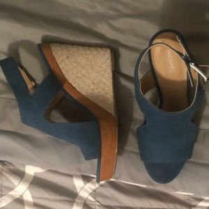 Michael Kors Blue Josephine Wedge Denim Size 9